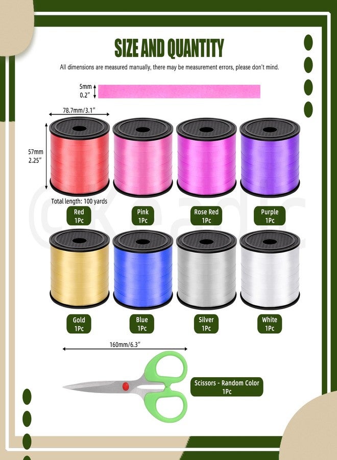 Keadic 9 Pack 8 Color Curling Ribbon Assortment Set with Cutter, 800 Yards Balloon Gift Wrap Ribbons Shiny Wrapping Curly Ribbon for Birthday, Wedding, Party Decoration - Image 2